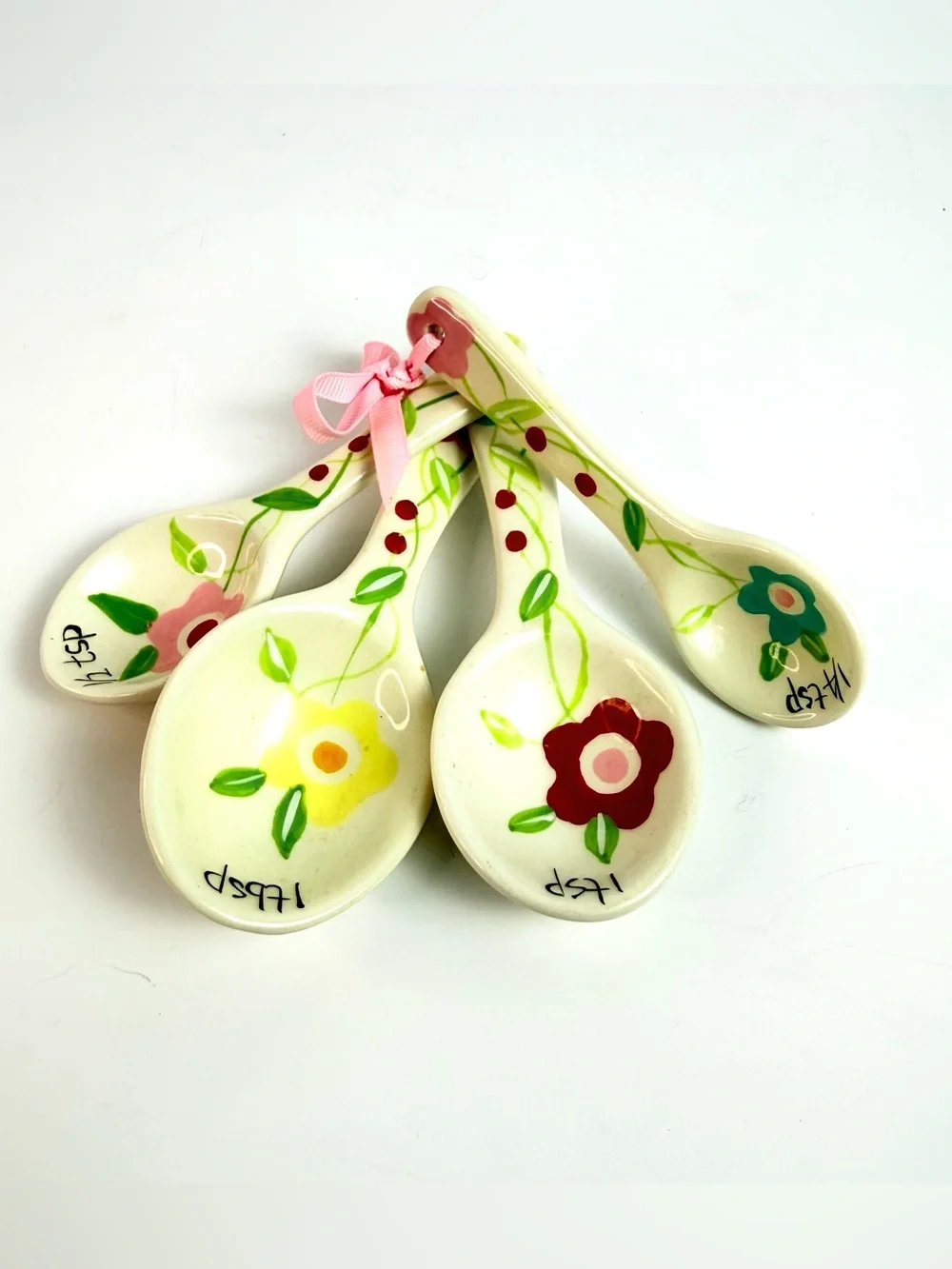 Springtime Flowers Hand Painted Ceramic Measuring Spoons